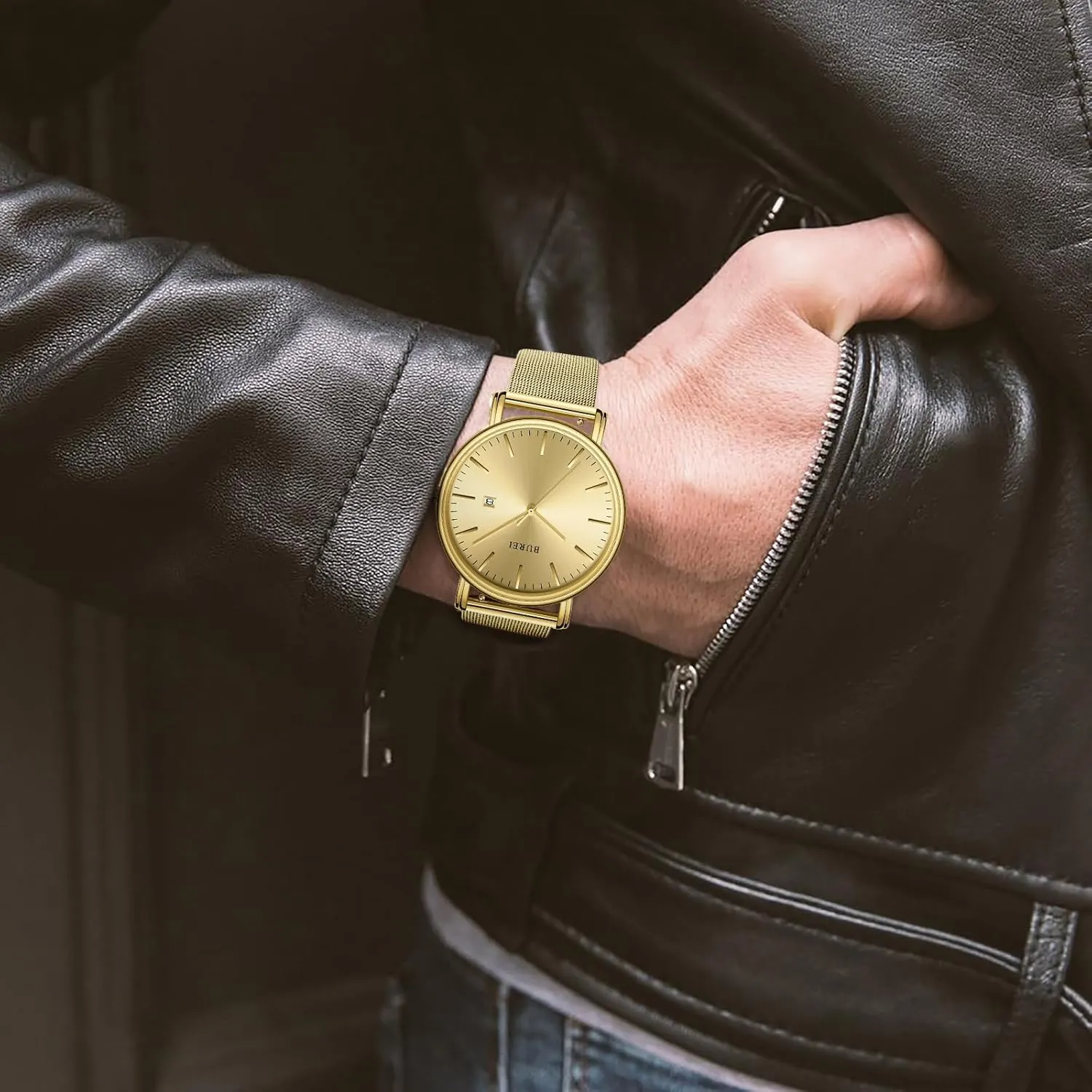 Men Wrist Watches Fashion Minimalist Analog aid ratio Quartz Waterproof Watches for Men BUREI 