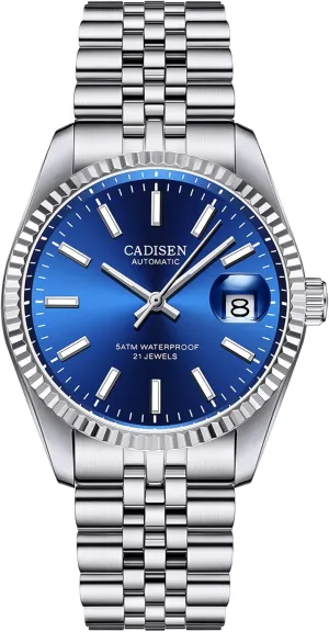 Men's Automatic Mechanical Watch Luxury smooth landslide AR Sapphire Glass Water Resistant Stainless Steel MIYOTA 8215 Reloj Hombre CADISEN 38MM 