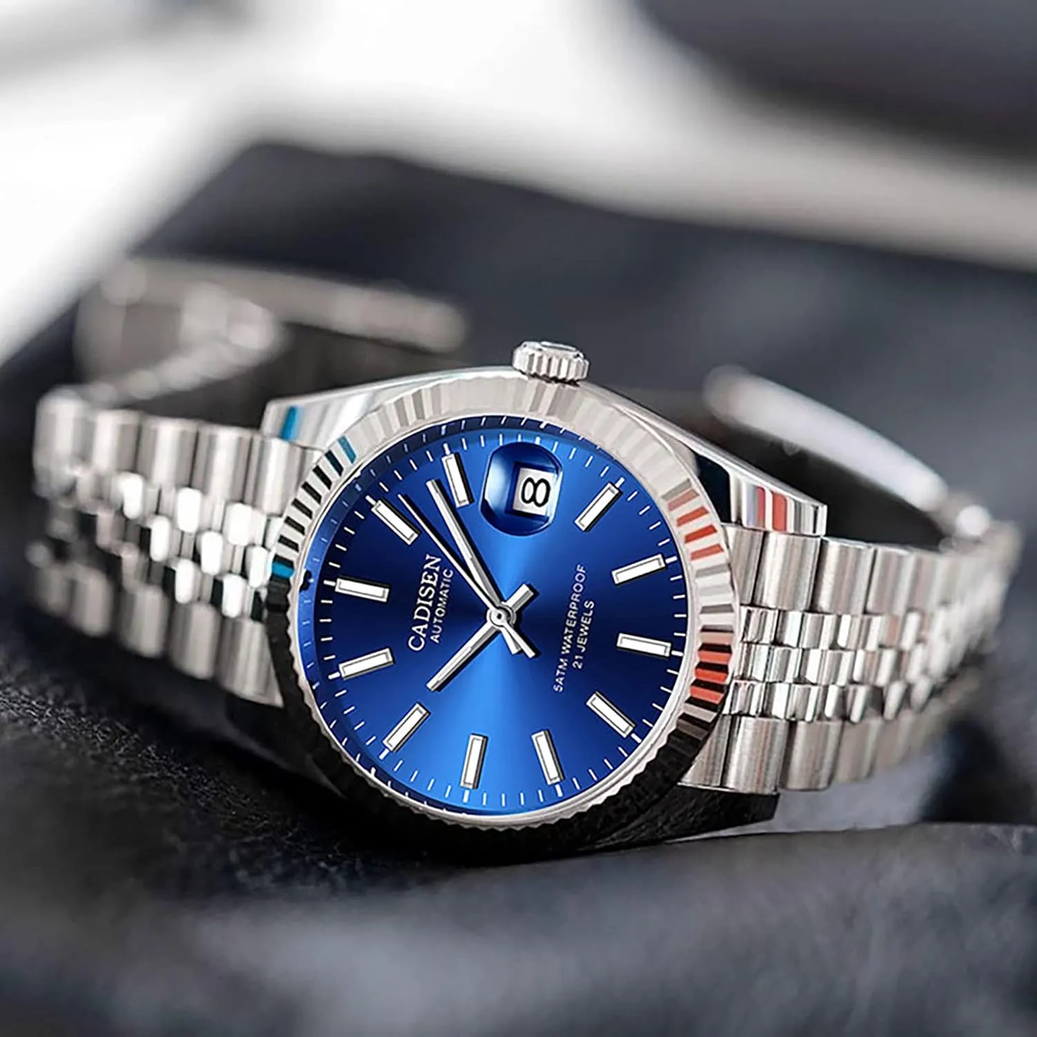 Men's Automatic Mechanical Watch Luxury smooth landslide AR Sapphire Glass Water Resistant Stainless Steel MIYOTA 8215 Reloj Hombre CADISEN 38MM 