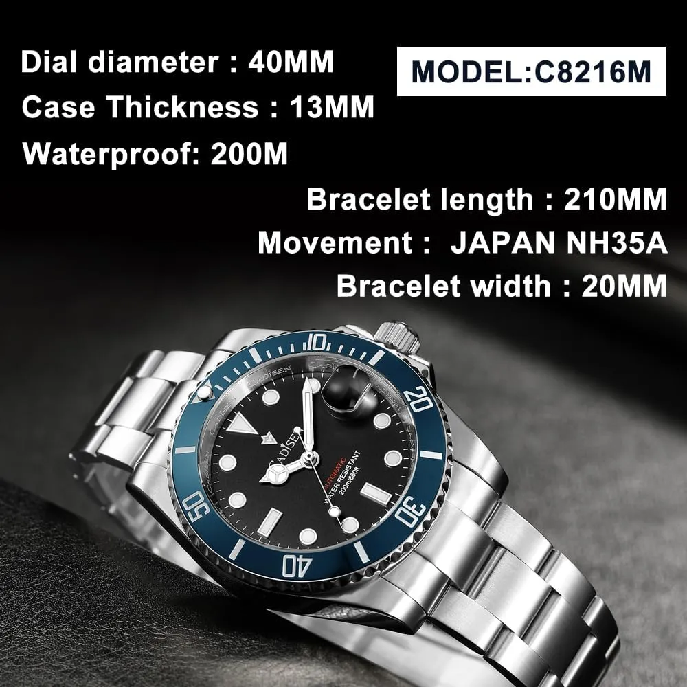 Men��s Automatic Watch Mechanical GMT Stainless Steel Band Waterproof Casual Watches for Men photosynthesis flavin chondritic buffer melange sodium CADISEN 