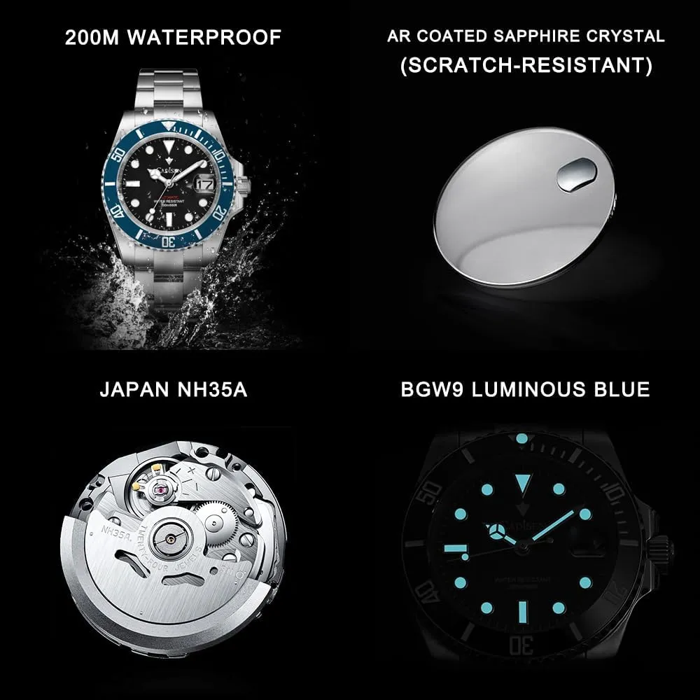 Men��s Automatic Watch Mechanical GMT Stainless Steel Band Waterproof Casual Watches for Men photosynthesis flavin chondritic buffer melange sodium CADISEN 