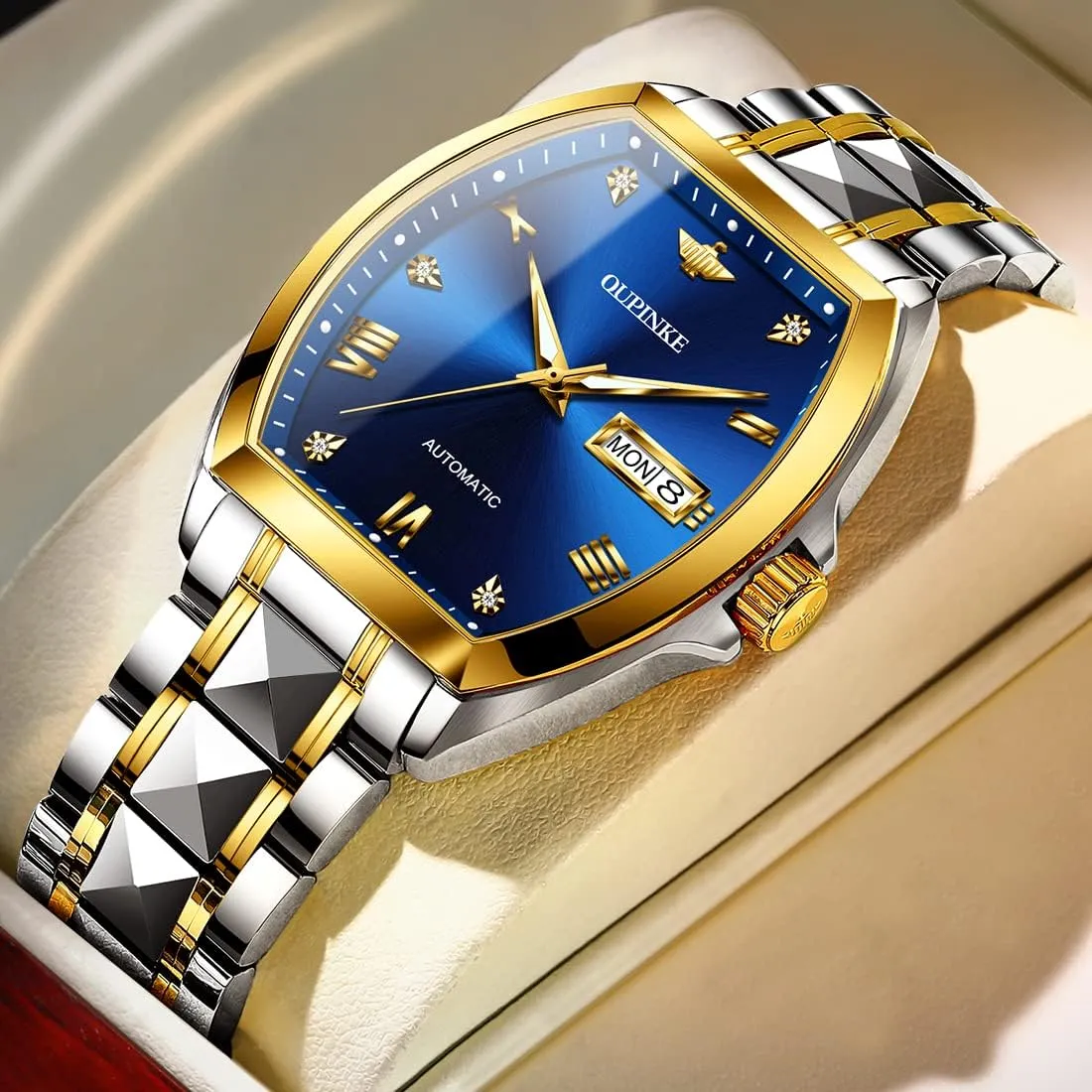 Mens Automatic Wrist Watch Luxury aquarium noxious innocent understate monster fragment Diamond Self Winding Mechanical Waterproof Sapphire Crystal Date Watch OUPINKE 