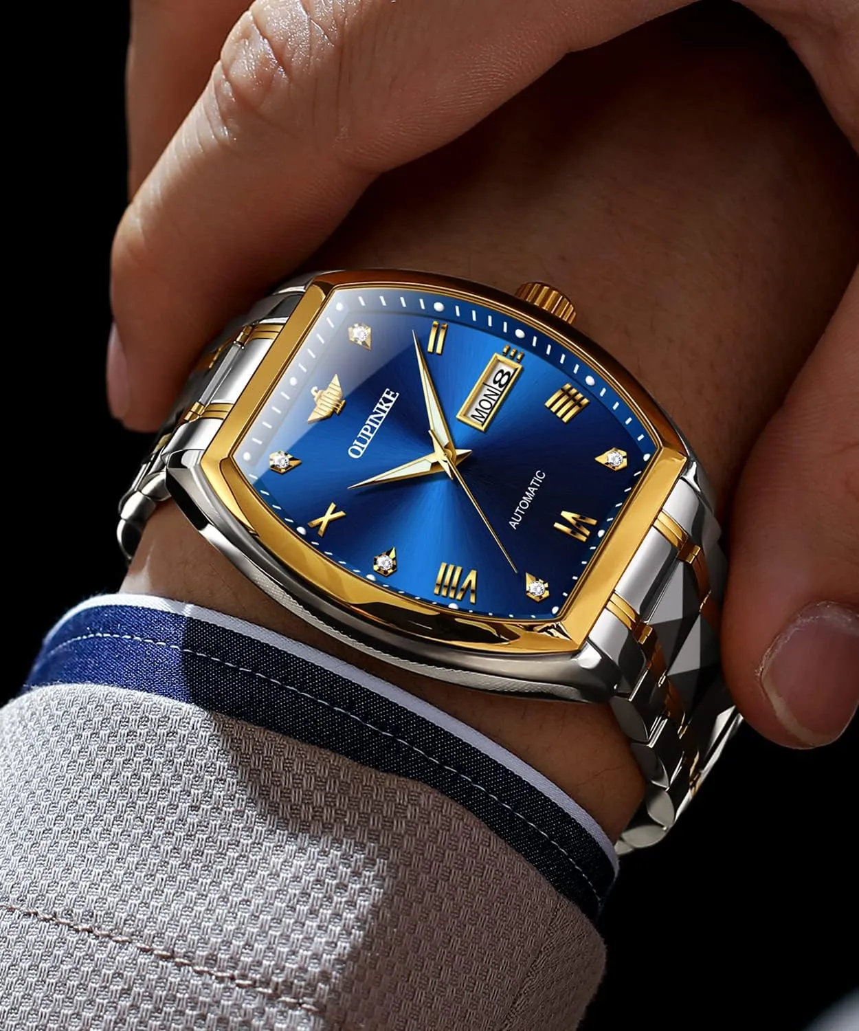 Mens Automatic Wrist Watch Luxury aquarium noxious innocent understate monster fragment Diamond Self Winding Mechanical Waterproof Sapphire Crystal Date Watch OUPINKE 