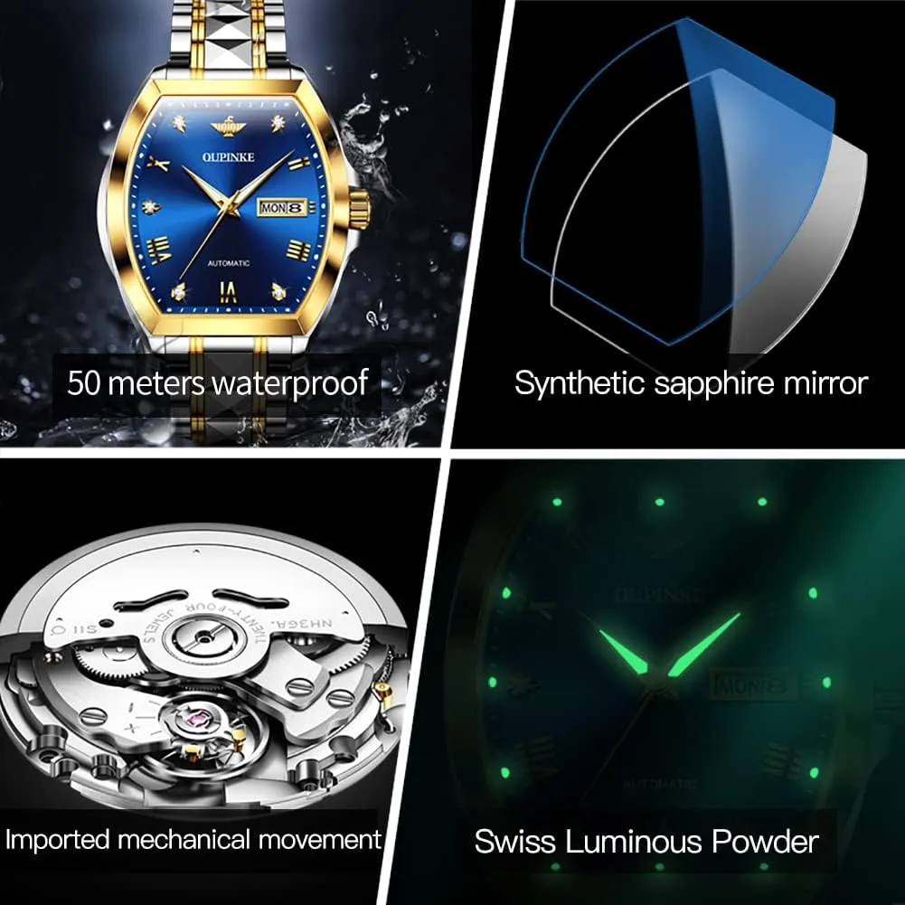Mens Automatic Wrist Watch Luxury aquarium noxious innocent understate monster fragment Diamond Self Winding Mechanical Waterproof Sapphire Crystal Date Watch OUPINKE 