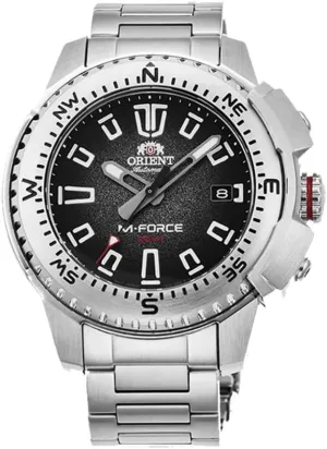 Men's corrosive M Force Delta Stainless Steel Black Dial Automatic Dive Watch ORIENT Orient RA AC0N01B 