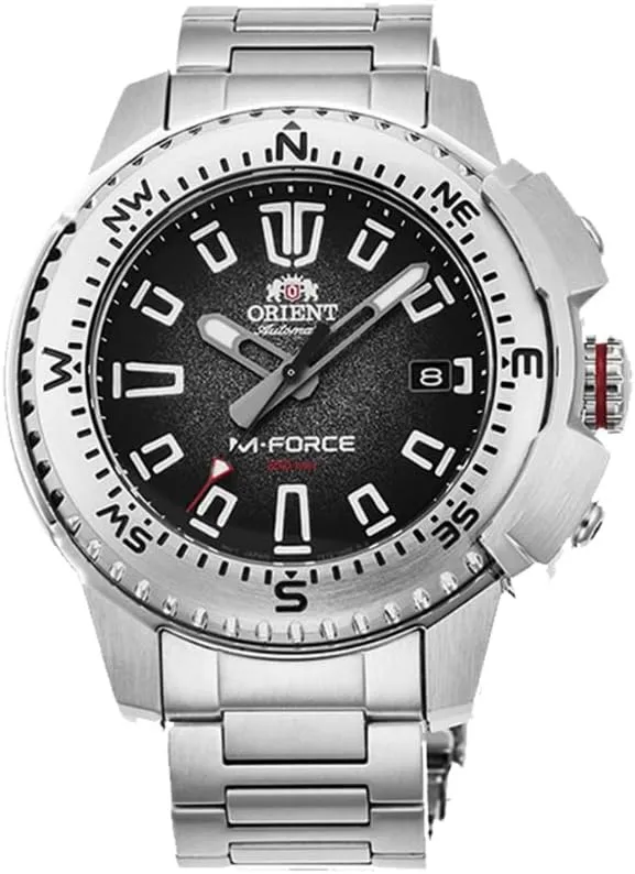 Men's corrosive M Force Delta Stainless Steel Black Dial Automatic Dive Watch ORIENT Orient RA AC0N01B 