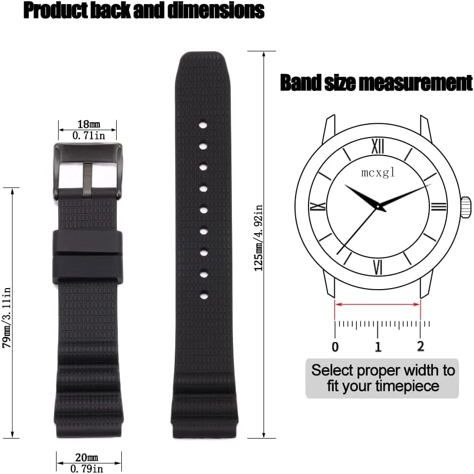 Men's Dive Watch Band waterproof wristband watches extent Accessories 20mm Soft Silicone Strap compatible with Citizen Hyper Aqualand Duplex Promaster 
