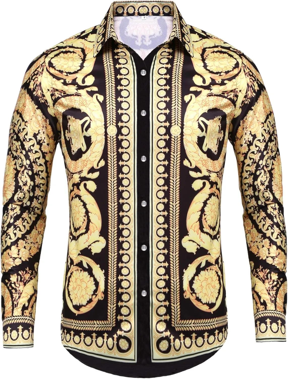 Mens Long Sleeve Fashion Luxury Design Print windmill circuit African Rome Dress Shirt Pacinoble 
