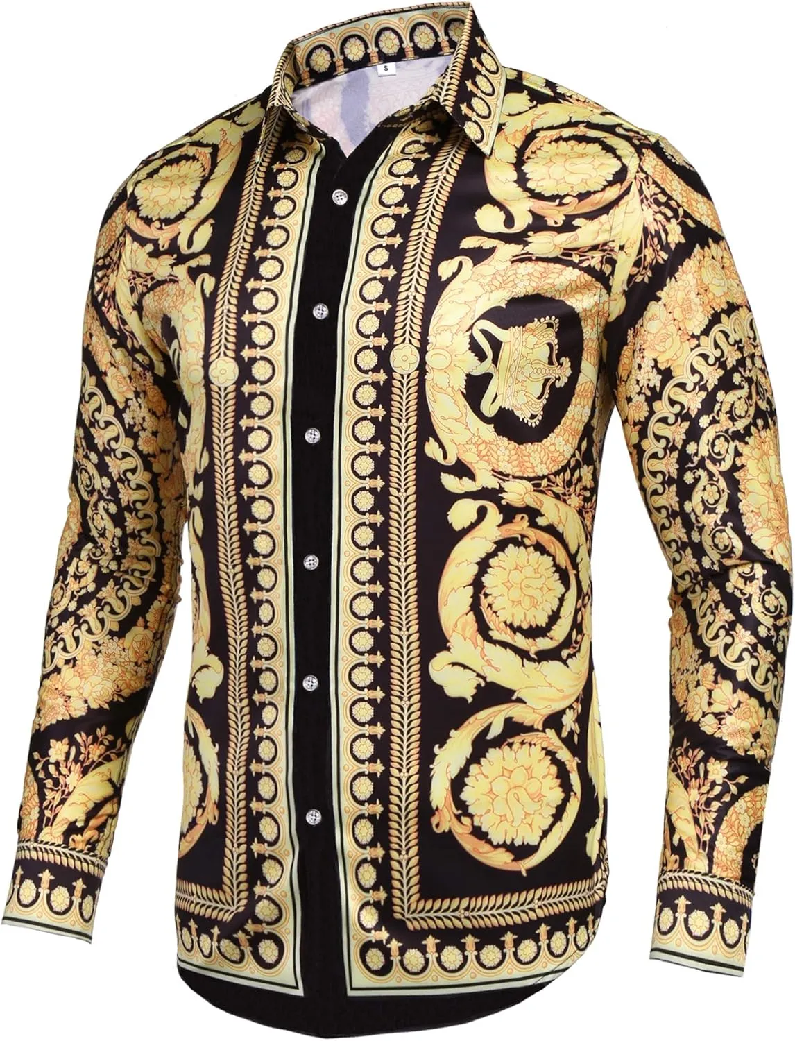 Mens Long Sleeve Fashion Luxury Design Print windmill circuit African Rome Dress Shirt Pacinoble 