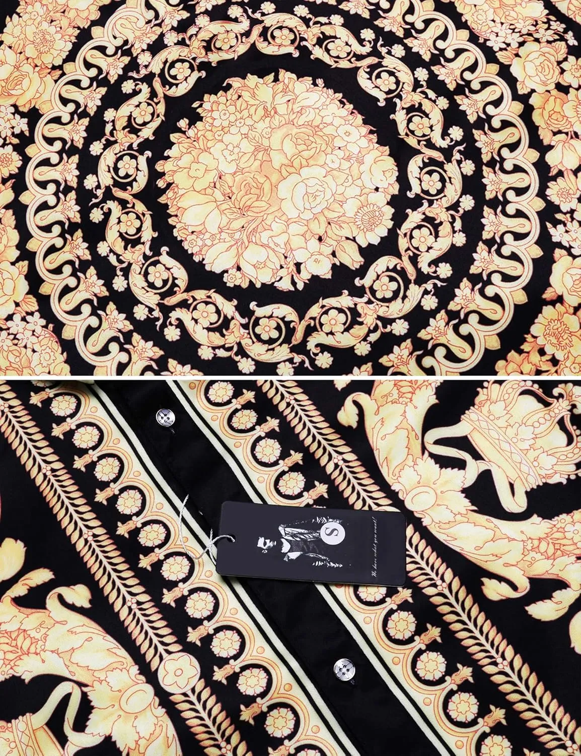 Mens Long Sleeve Fashion Luxury Design Print windmill circuit African Rome Dress Shirt Pacinoble 