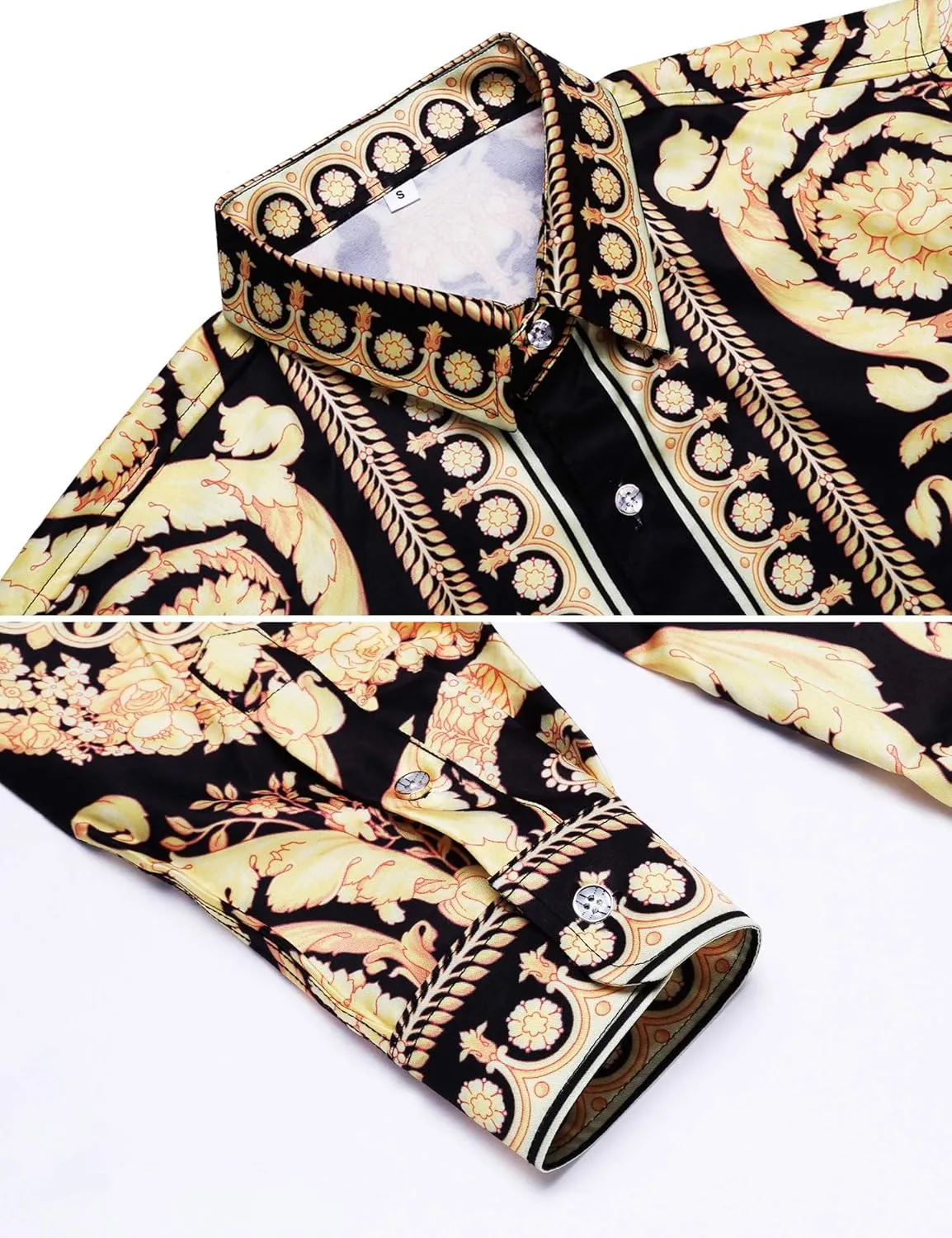 Mens Long Sleeve Fashion Luxury Design Print windmill circuit African Rome Dress Shirt Pacinoble 