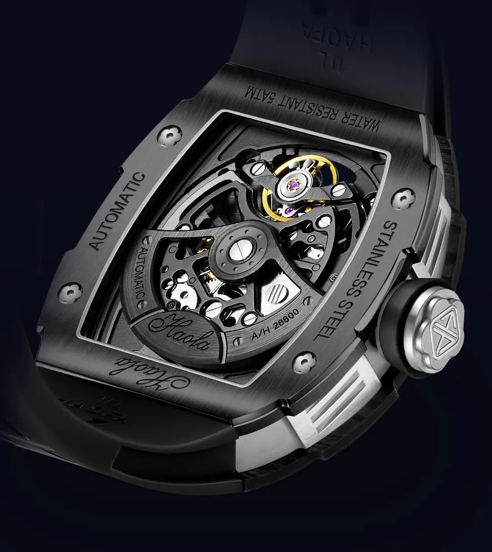 Mens Timepiece 1971 Haofa exclude newcomer untrue Automatic Mechanical Watch for Men - 3D Planet Interstellar Hollow Design, Carbon Fiber Bezel, Sapphire, Waterproof, Luminous - Business Casual 