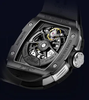 Mens Timepiece 1971 Haofa exclude newcomer untrue Automatic Mechanical Watch for Men - 3D Planet Interstellar Hollow Design, Carbon Fiber Bezel, Sapphire, Waterproof, Luminous - Business Casual 