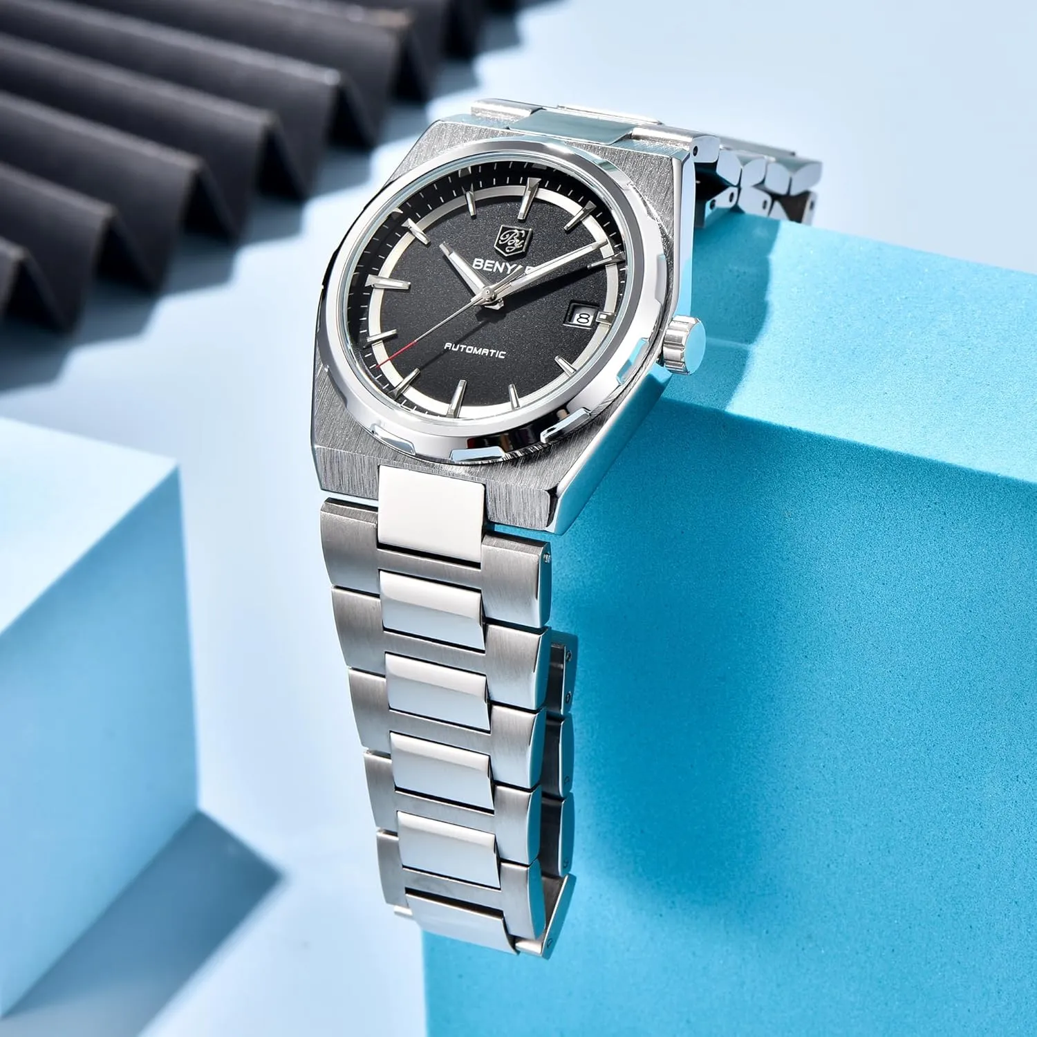 Men's Watch 30M Waterproof Automatic Calendar Italy Watch BENYAR Men's Automatic Watch Stainless Steel Mechanical Minimalist 