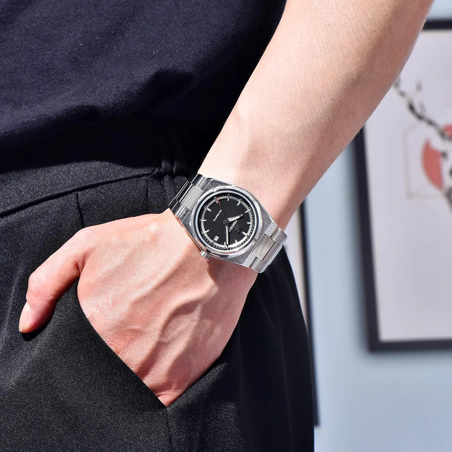 Men's Watch 30M Waterproof Automatic Calendar Italy Watch BENYAR Men's Automatic Watch Stainless Steel Mechanical Minimalist 