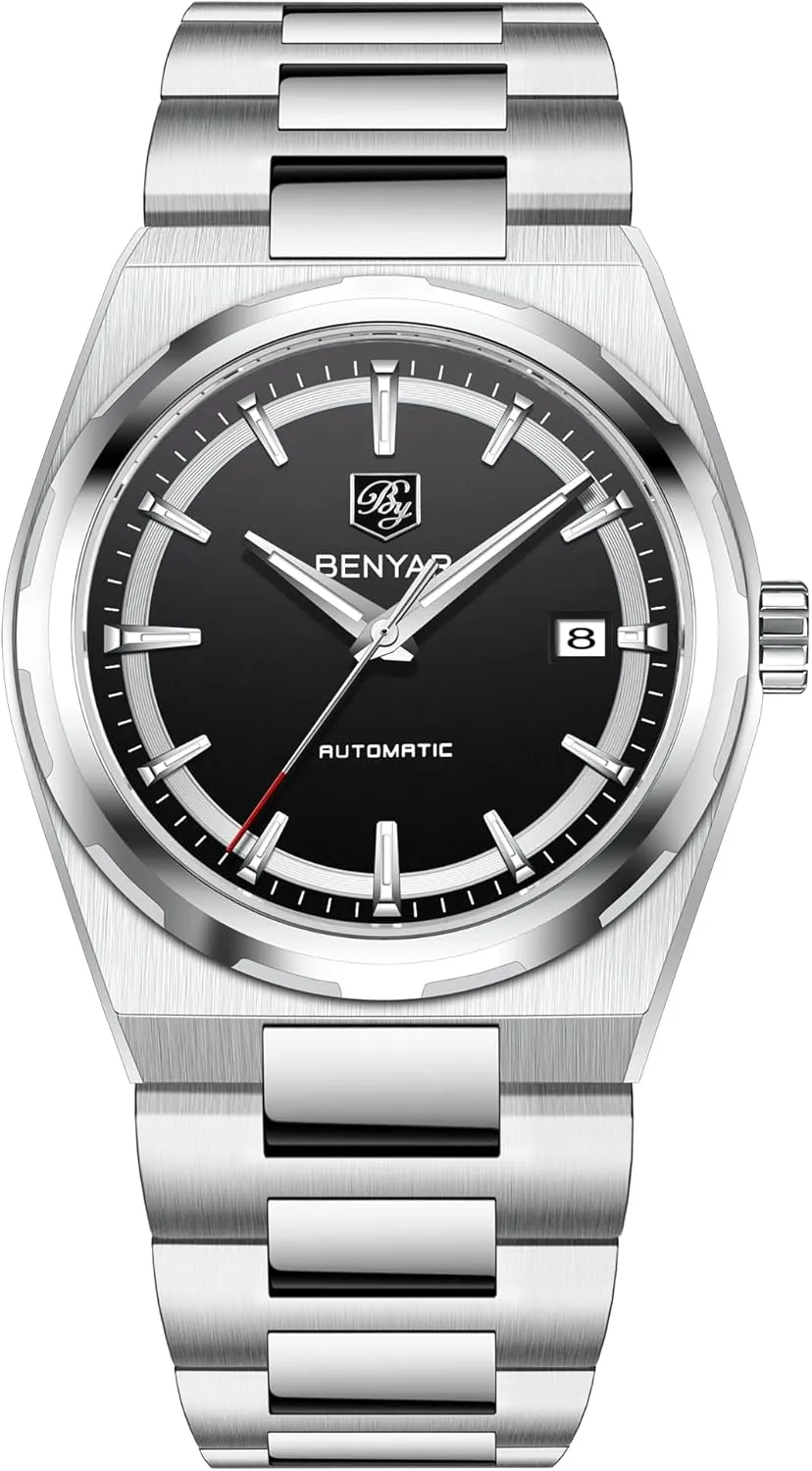 Men's Watch 30M Waterproof Automatic Calendar Italy Watch BENYAR Men's Automatic Watch Stainless Steel Mechanical Minimalist 
