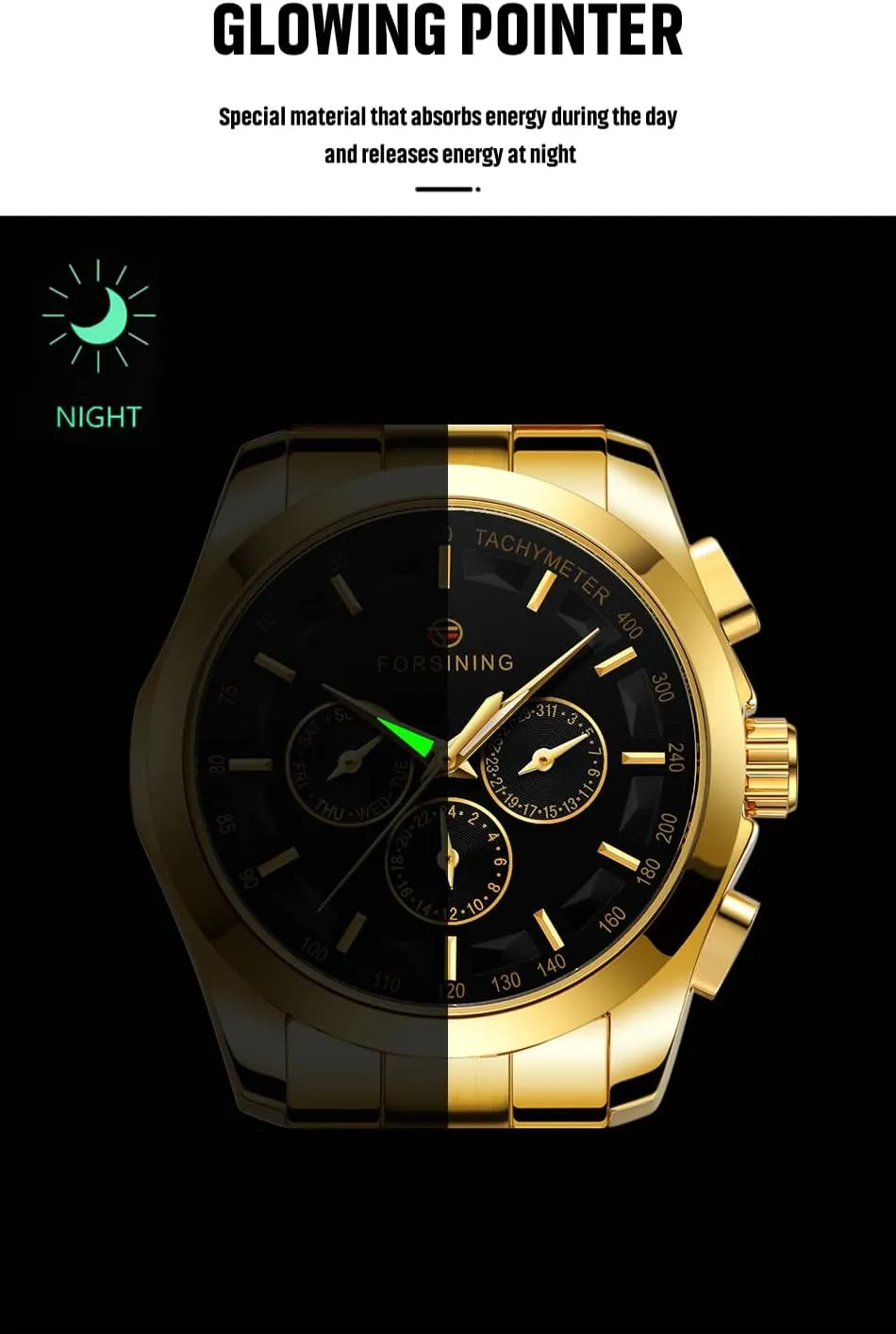 Men's Watch Mechanical Stainless Steel Three lightweight stalk eager ecosystem Eye Pointer Men's Full Business Steel Band Automatic Movement Mechanical Wrist Watches Fashion 