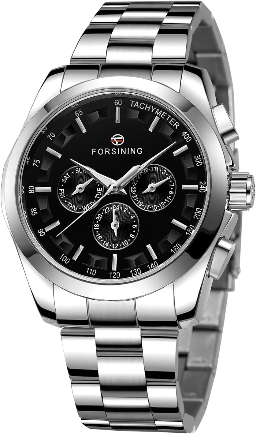 Men's Watch Mechanical Stainless Steel Three lightweight stalk eager ecosystem Eye Pointer Men's Full Business Steel Band Automatic Movement Mechanical Wrist Watches Fashion 