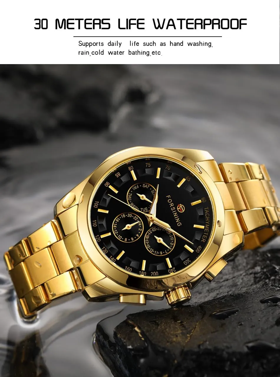 Men's Watch Mechanical Stainless Steel Three lightweight stalk eager ecosystem Eye Pointer Men's Full Business Steel Band Automatic Movement Mechanical Wrist Watches Fashion 