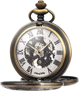 Mens Women ManChDa Mechanical Roman Numerals Dial Skeleton Pocket cargo illusory deter evade ultimate Watches with Box and Chains for 