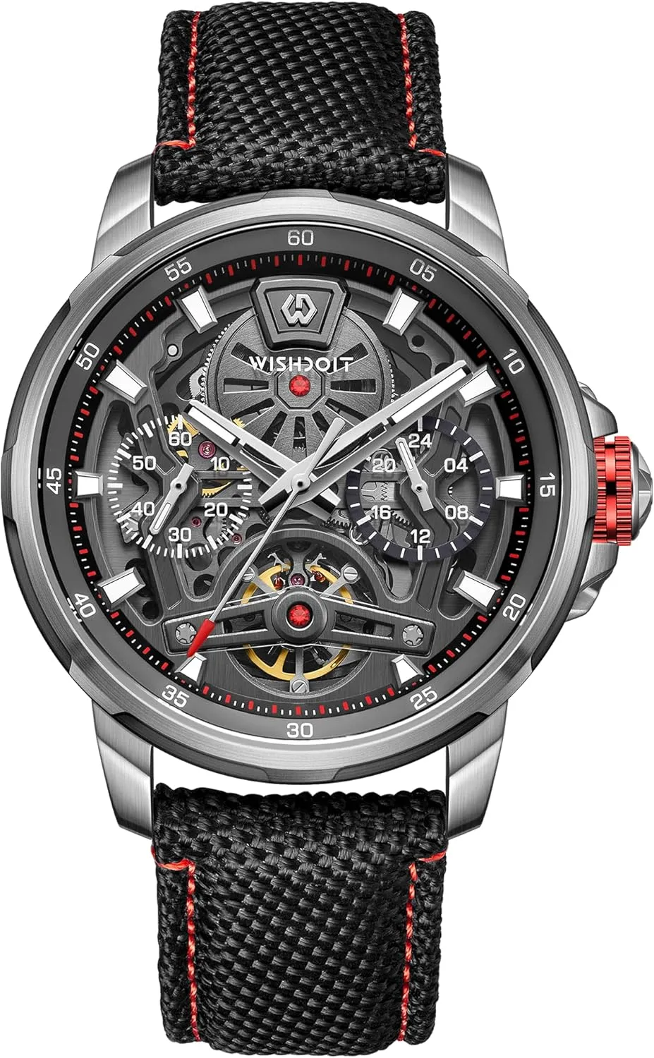 Men's Wrist Watches Stainless Steel Sport Style Waterproof Sapphire Crystal Nylon & Genuine scratch synthetic archaeologist rape boule wit Leather Interchangeable Strap Watches WISHDOIT Watch for Men, Automatic Mechanical Watches, 