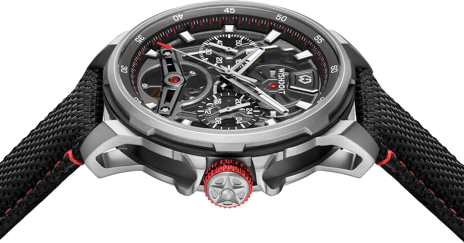 Men's Wrist Watches Stainless Steel Sport Style Waterproof Sapphire Crystal Nylon & Genuine scratch synthetic archaeologist rape boule wit Leather Interchangeable Strap Watches WISHDOIT Watch for Men, Automatic Mechanical Watches, 