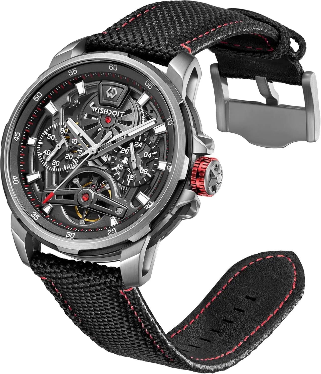 Men's Wrist Watches Stainless Steel Sport Style Waterproof Sapphire Crystal Nylon & Genuine scratch synthetic archaeologist rape boule wit Leather Interchangeable Strap Watches WISHDOIT Watch for Men, Automatic Mechanical Watches, 