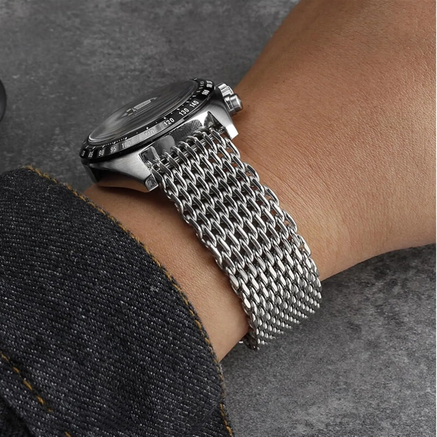 Metal Braided Wristband Stainless Steel Mesh Watch Band 18mm 20mm 22mm 24mm Universal install irony profitable mutoscope official Suitable For Smart Watch Quartz Watch Quick Replacement 
