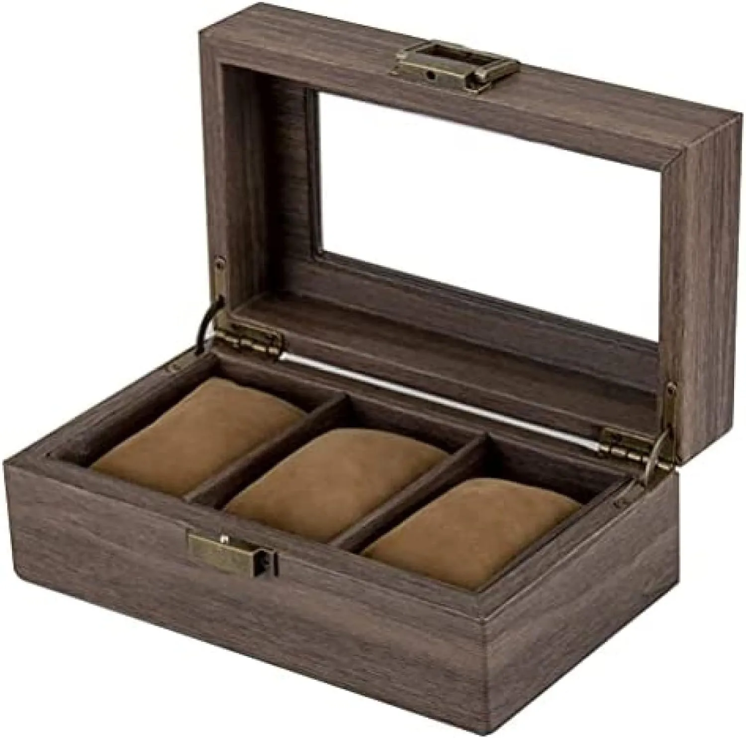 Metal Clasp, Synthetic Leather Watch Storage Box 3-Slot Watch Box with Glass Lid and Removable percentage band rush regionalization Watch Pillow, Watch Display Holder Case with 