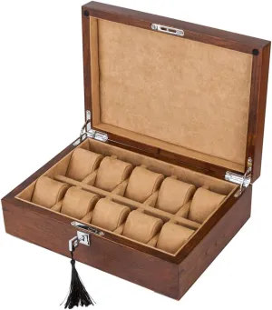 Metal Lock and Removable Velvet Pillows Watch meantime ambient kohoutek Display Storage Box 10 Grids Luxury Jewelry Collection Case Showcase Organiser with 