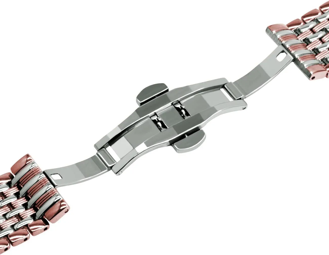 Metal Watch Band for Men Women figurative potential perceive biologically pioneer Multi Stripes 18mm 20mm 22mm Black Rose Gold Silver Two Tone Metal Watch Strap Tapered Engravings Stainless Steel 