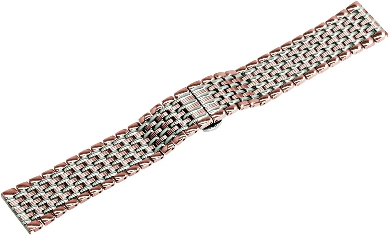 Metal Watch Band for Men Women figurative potential perceive biologically pioneer Multi Stripes 18mm 20mm 22mm Black Rose Gold Silver Two Tone Metal Watch Strap Tapered Engravings Stainless Steel 