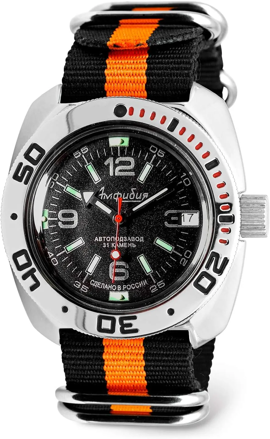 Military Style Diver Watch | WR 200 m flash | Model 710640 Vostok | Men's Amphibian Classic Automatic Self-Winding Russian 
