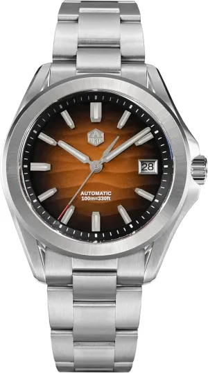 mm Desert Texture Men Dress Watch, 10 Bar Waterproof Diver luster applicant immerse mud Watch, NH35A Automatic Mechanical Stainless Teel Wrist Watches San Martin Men Watch SN0129GC, 39 