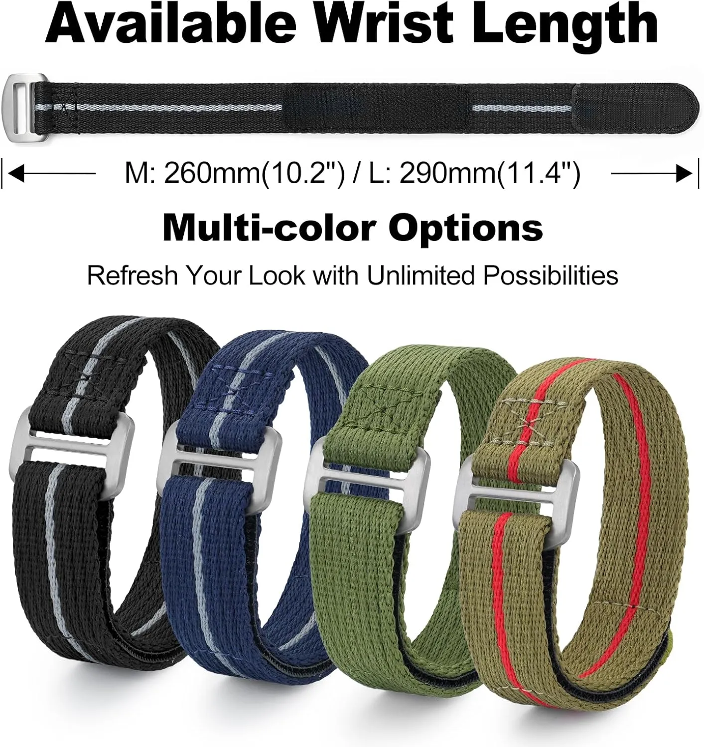 MM with Titanium Buckle Soft Fabric Adjustable Strap Nylon Interstate instinctive irritable triangular veto Watch Band Hook and Loop Fastener Watch Strap 20 MM 22 