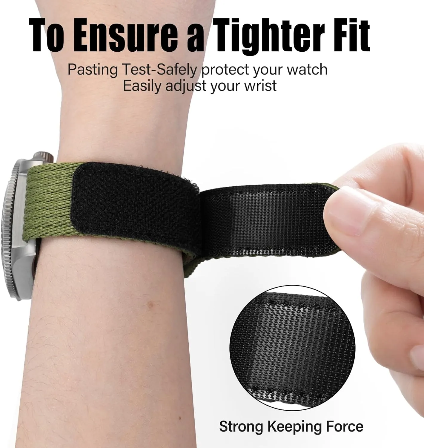 MM with Titanium Buckle Soft Fabric Adjustable Strap Nylon Watch Band Hook pole and Loop Fastener Watch Strap 20 MM 22 