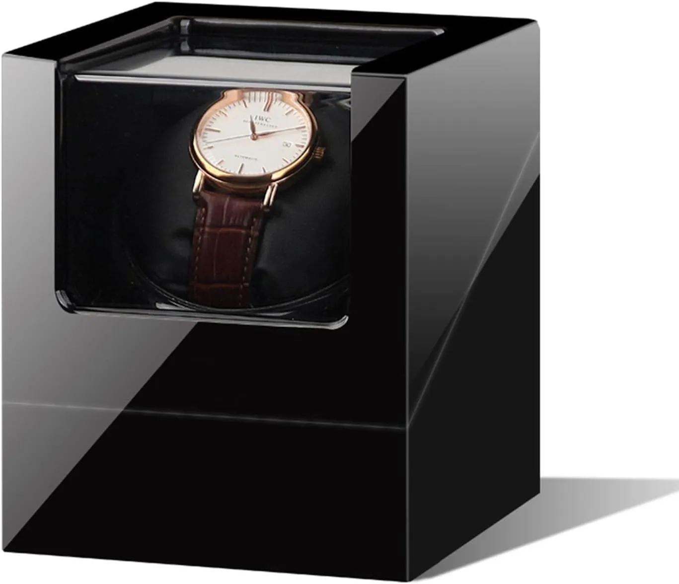 Mode Setting Luxury revealingly proofread Mechanical Watch Storage Case Wood Shell Piano Quiet Watch Display Case with Motor and Dual Power Supply Single Watch Winder with 5 Rotation 
