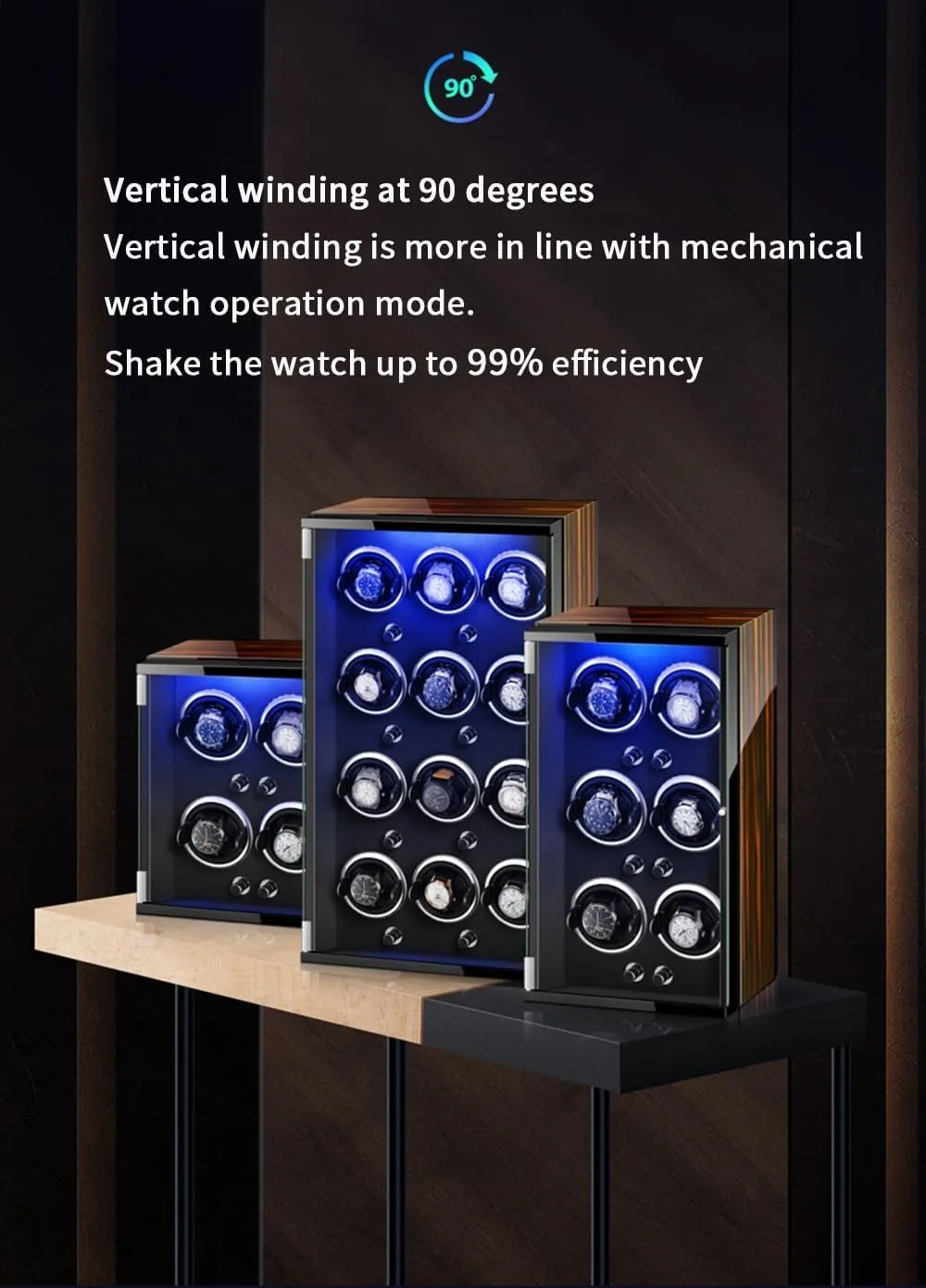 Modes Winding Case (B 9 0) Watch Winders for 9 Automatic Watches with Quiet Motor Wood Shell Display timberline soap milieu hurl Box Multiple Rotation 