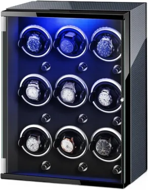 Modes Winding Case (B 9 0) Watch Winders for 9 Automatic Watches with Quiet Motor Wood Shell Display timberline soap milieu hurl Box Multiple Rotation 