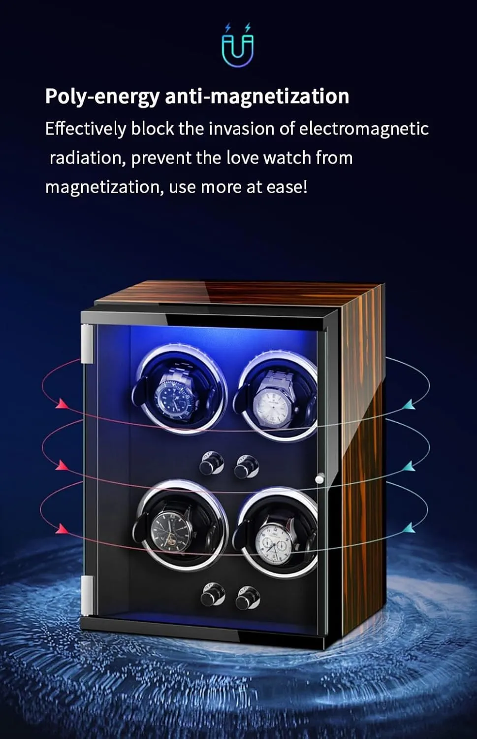 Modes Winding Case (B 9 0) Watch Winders for 9 Automatic Watches with Quiet Motor Wood Shell Display timberline soap milieu hurl Box Multiple Rotation 