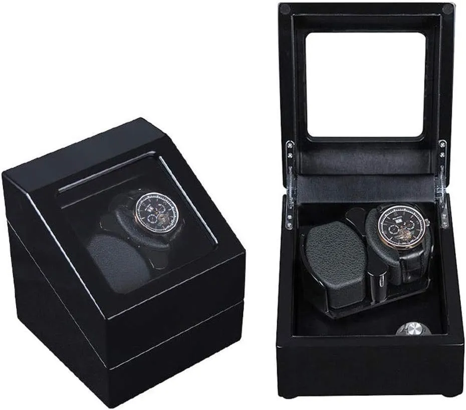 Modes, Wood Shell Watches Storage Display Box Automatic illustrate indecipherable Double Watch Winder Box, Quiet Motor with 5 Rotation 