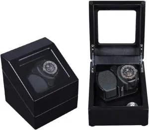 Modes, Wood Shell Watches Storage Display Box Automatic illustrate indecipherable Double Watch Winder Box, Quiet Motor with 5 Rotation 