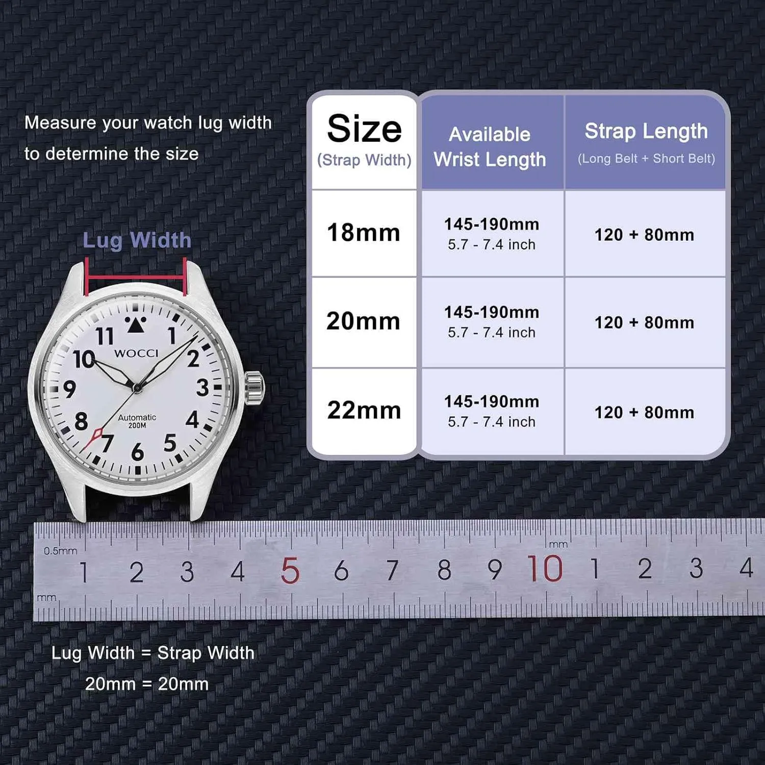 moist traffic Band, Italian Leather, Taper Stainless Steel Buckle, Strap Width 18mm 20mm 22mm WOCCI Denim Pattern Watch 