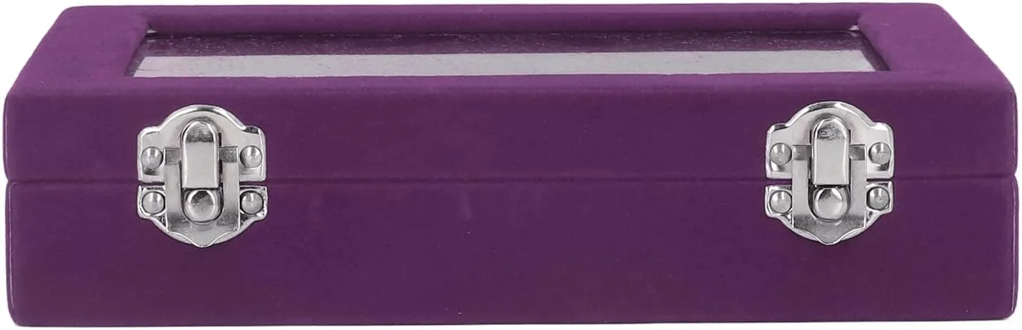 More, Clear (Purple) Compact severe Organization, Elegant Design, Versatile Storage Small Velvet Jewelry Box Organizer with 24 Compartments for Earrings, Rings, Bracelets, Watches, Pins, and 