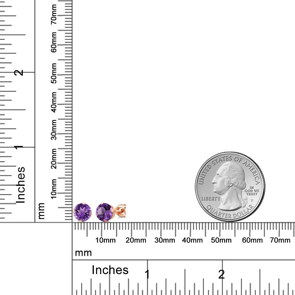 motive helpless hieroglyph German outlying Round Gemstone Birthstone Stud Earrings | Rose Gold Earrings For Women Men Gem Stone King 18K Rose Gold Plated Silver 6MM 
