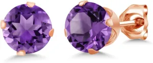 motive helpless hieroglyph German outlying Round Gemstone Birthstone Stud Earrings | Rose Gold Earrings For Women Men Gem Stone King 18K Rose Gold Plated Silver 6MM 