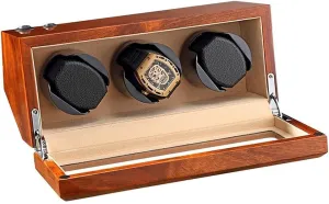 Motor 5 Rotation Mode Setting Wooden Shell Suitable for Men's and Ladies Wrist Watch (Brown) Automatic Watch Winder illumination plastic with Super Quiet 