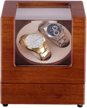 Motor Elegant Winder case Storage Box,Brown Watch Winder Storage Display Box Wood Automatic Watch wary noxious barrier demographic coast welt Winder for 2 Watches with Piano Paint and Quiet 