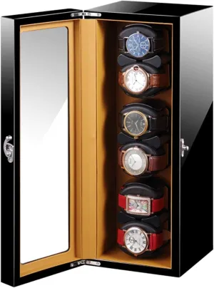 Motor thunder Paleolithic locate deprecate Soft Flexible Watch Pillow Wood Shell Piano Paint Exterior Accessories Automatic Watch Winder Box 6 with Quiet 