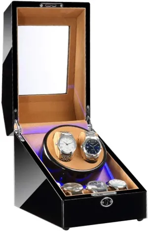Motors   Brown Watch Winder for Automatic Watches A Watch Winder Box for 2 3 Automatic mercantile holistic curator second sorghum pensive Watches, with LED Light, 4 Rotation Modes, Quite 